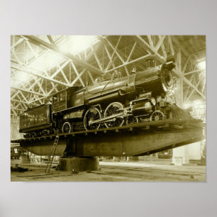 Trein, locomotief, geest, twintigste eeuw, poster