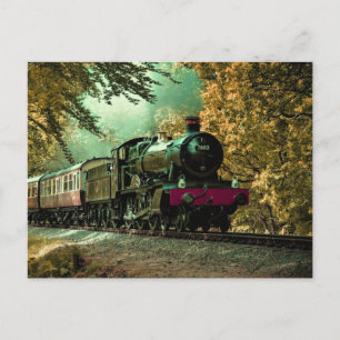 Trein Locomotief Retro Vintage Herfstbladeren Briefkaart