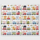 Trein met baby dieren cadeaupapier (Vlak)