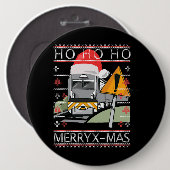 Trein met Kerst Pet Stoomtreinbestuurder Ronde Button 6,0 Cm (Voorkant /achterkant)