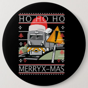 Trein met Kerst Pet Stoomtreinbestuurder Ronde Button 6,0 Cm