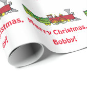 Trein met kerstnaam  cadeaupapier (Rol Hoek)