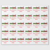 Trein met kerstnaam cadeaupapier (Vlak)