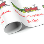 Trein met kerstnaam cadeaupapier (Rol Hoek)