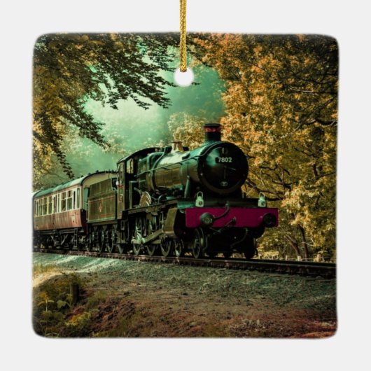 Trein met oprolmechanisme  aftakkleppen keramisch ornament (Achterkant)