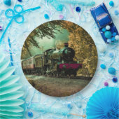 Trein met oprolmechanisme aftakkleppen papieren bordje (Feest)