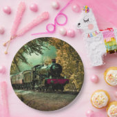 Trein met oprolmechanisme aftakkleppen papieren bordje (Feest)