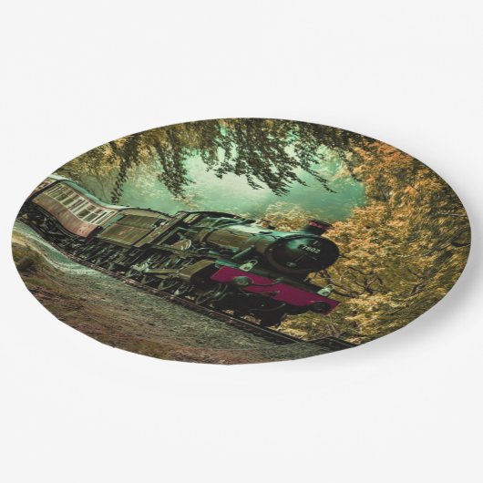 Trein met oprolmechanisme aftakkleppen papieren bordje (Gekanteld)