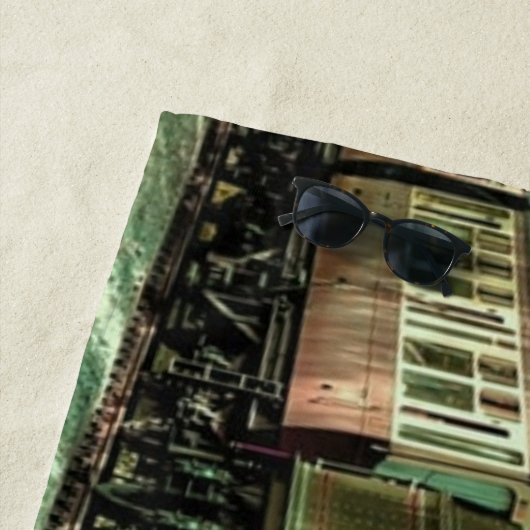 Trein met oprolmechanisme  aftakkleppen strandlaken (In situ)