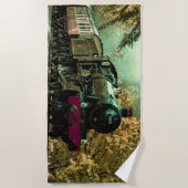 Trein met oprolmechanisme  aftakkleppen strandlaken (Voorkant)