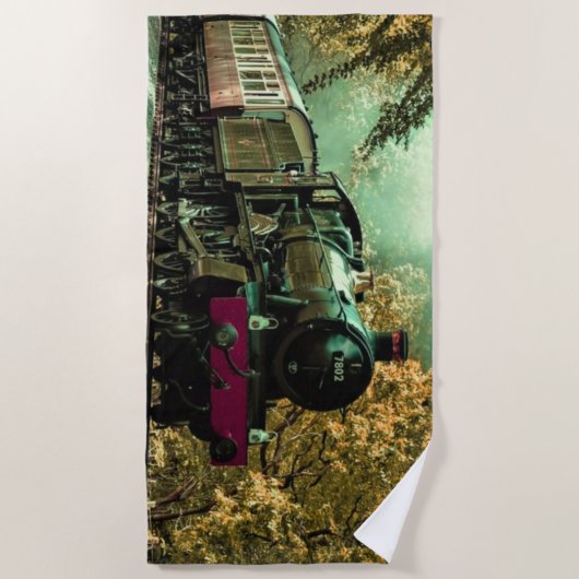 Trein met oprolmechanisme  aftakkleppen strandlaken (Voorkant)