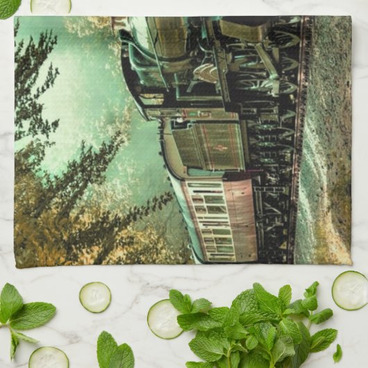 Trein met oprolmechanisme  aftakkleppen theedoek (Gevouwen)