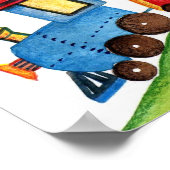 Trein met stoomprint poster (Hoek)