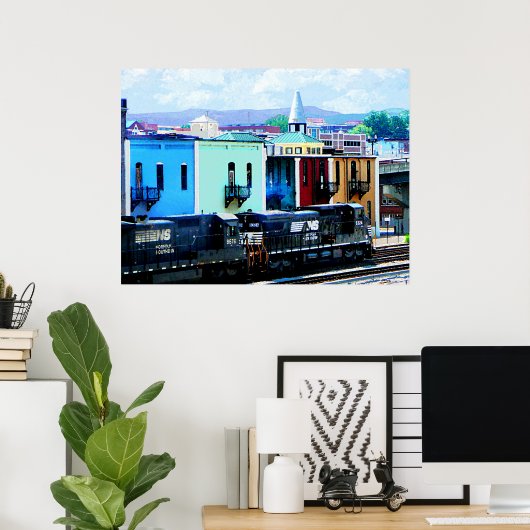 Trein met twee locomotieven Roanoke VA Poster (Thuiskantoor)