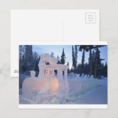 trein motor IJssculptuur winter bevroren sneeuw ku Briefkaart (Voorkant / Achterkant)
