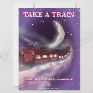 Trein naar de maan cartoon poster