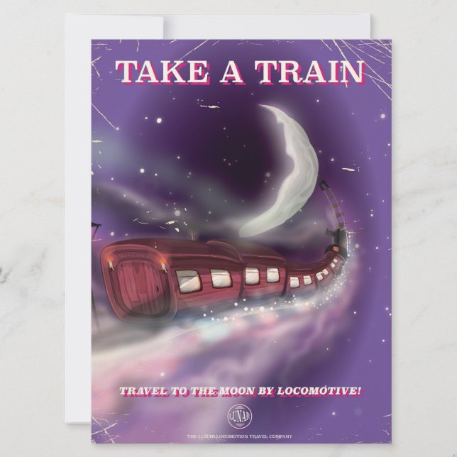 Trein naar de maan cartoon poster (Voorkant)