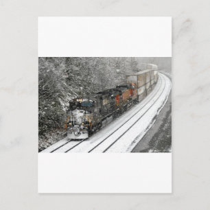 Trein naar het westen in Sneeuw Briefkaart