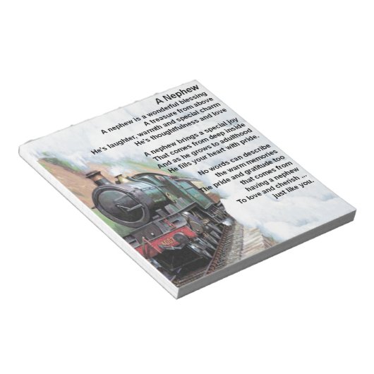 Trein - Nephew gedicht Notitieblok (Schuin)