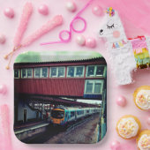 Trein onder de brug papieren bordje (Feest)