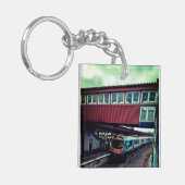 Trein onder de brug sleutelhanger (Voorkant Links)