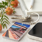 Trein onder de brug sleutelhanger (Voorkant Rechts)