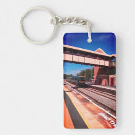 Trein onder de brug sleutelhanger