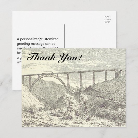 trein op brug, "Dank je!" Briefkaart (Voorkant / Achterkant)