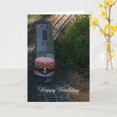 Trein op de Birthday Greeting Tracks Kaart (Gele Bloem)