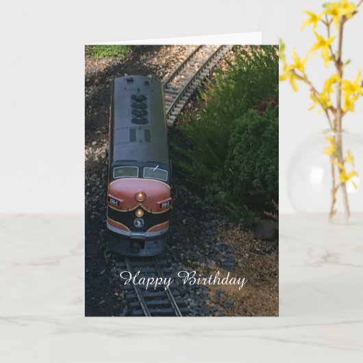 Trein op de Birthday Greeting Tracks Kaart (Gele Bloem)