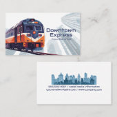 Trein op de Spoorwegen | Wolkenkrabbers in het Cen Visitekaartje (Voorkant / Achterkant)