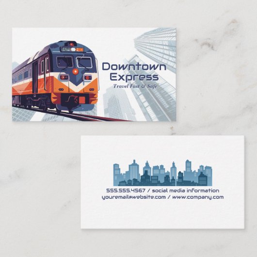 Trein op de Spoorwegen | Wolkenkrabbers in het Cen Visitekaartje (Voorkant / Achterkant)