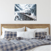 trein op een bergvallei Trestle Canvas Afdruk (Insitu (Slaapkamer))