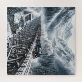 trein op een bergvallei Trestle Legpuzzel (Horizontaal)