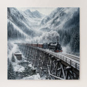  trein op een bergvallei Trestle Legpuzzel (Verticaal)
