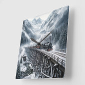  trein op een bergvallei Trestle Vierkante Klok (Hoek)