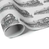 trein op grijs cadeaupapier (Rol Hoek)