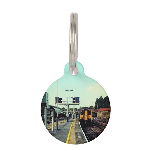 Trein op het spoor huisdierpenning (Voorkant)