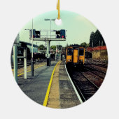 Trein op het spoor keramisch ornament (Achterkant)