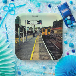 Trein op het spoor papieren bordje