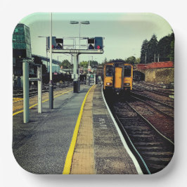 Trein op het spoor papieren bordje