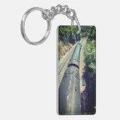Trein, op het spoor sleutelhanger (Voorkant Links)
