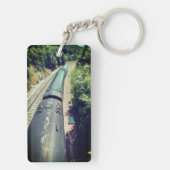 Trein, op het spoor sleutelhanger (achterkant)