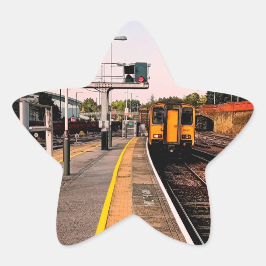 Trein op het spoor ster sticker (Voorkant)
