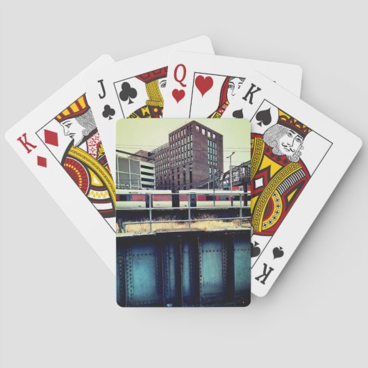 Trein, op het station pokerkaarten (Achterkant)