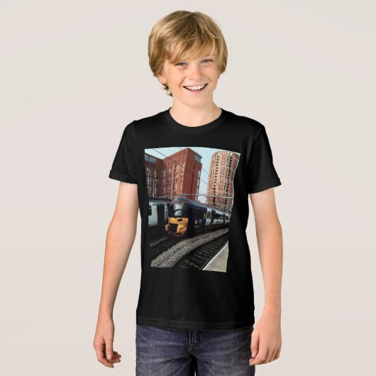 Trein op het station Tri-Blend shirt (Voorkant volledig)