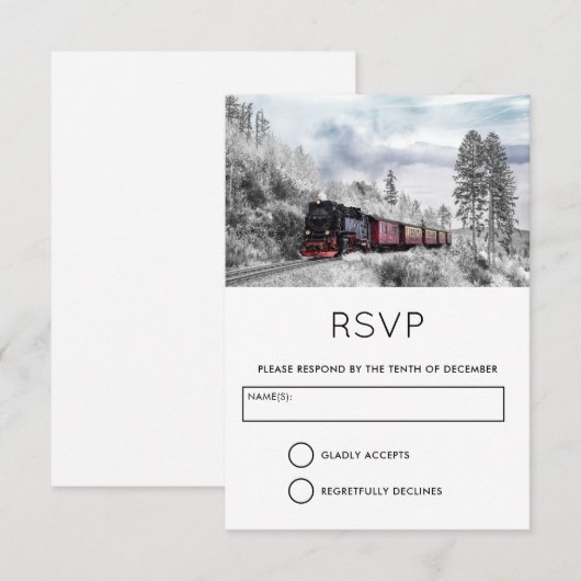  trein op weg naar Winter RSVP Kaart (Voorkant / Achterkant)