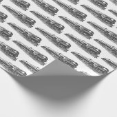 trein op wit cadeaupapier (Hoek)