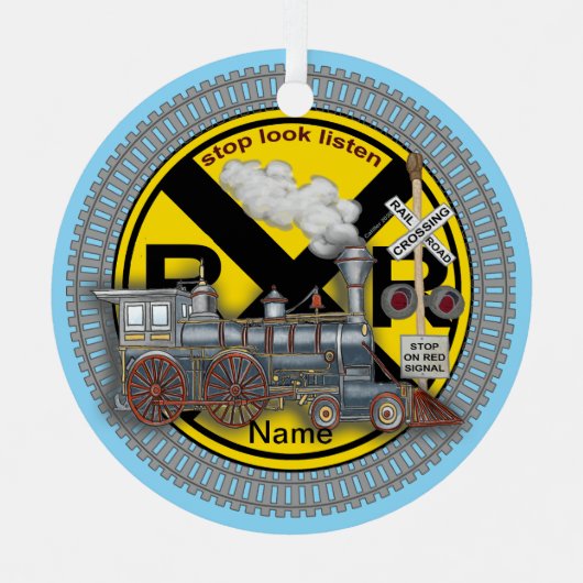 Trein Overweg Metalen Ornament (Voorkant)