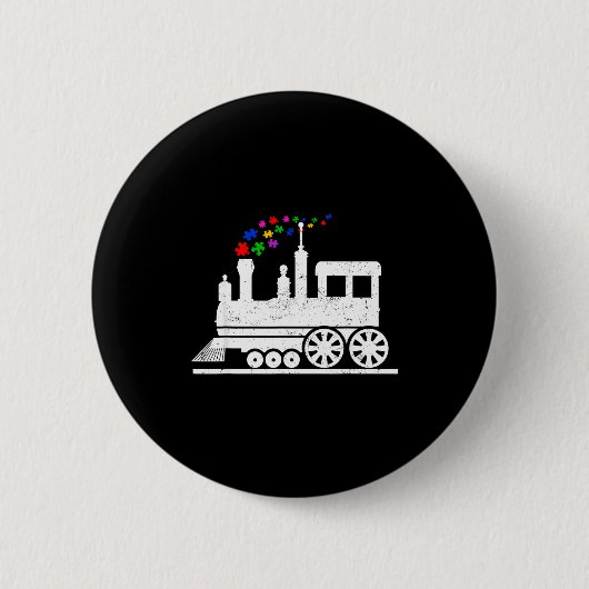 Trein puzzelstuk autisme bewustzijn maand kinderen ronde button 5,7 cm (Voorkant)